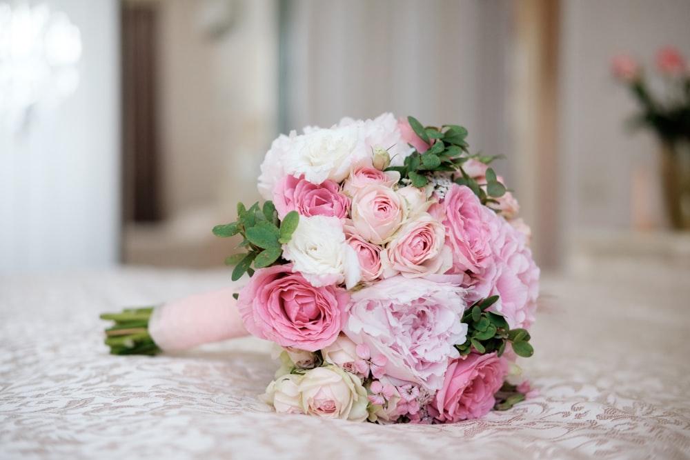 pink and white peony bouquet