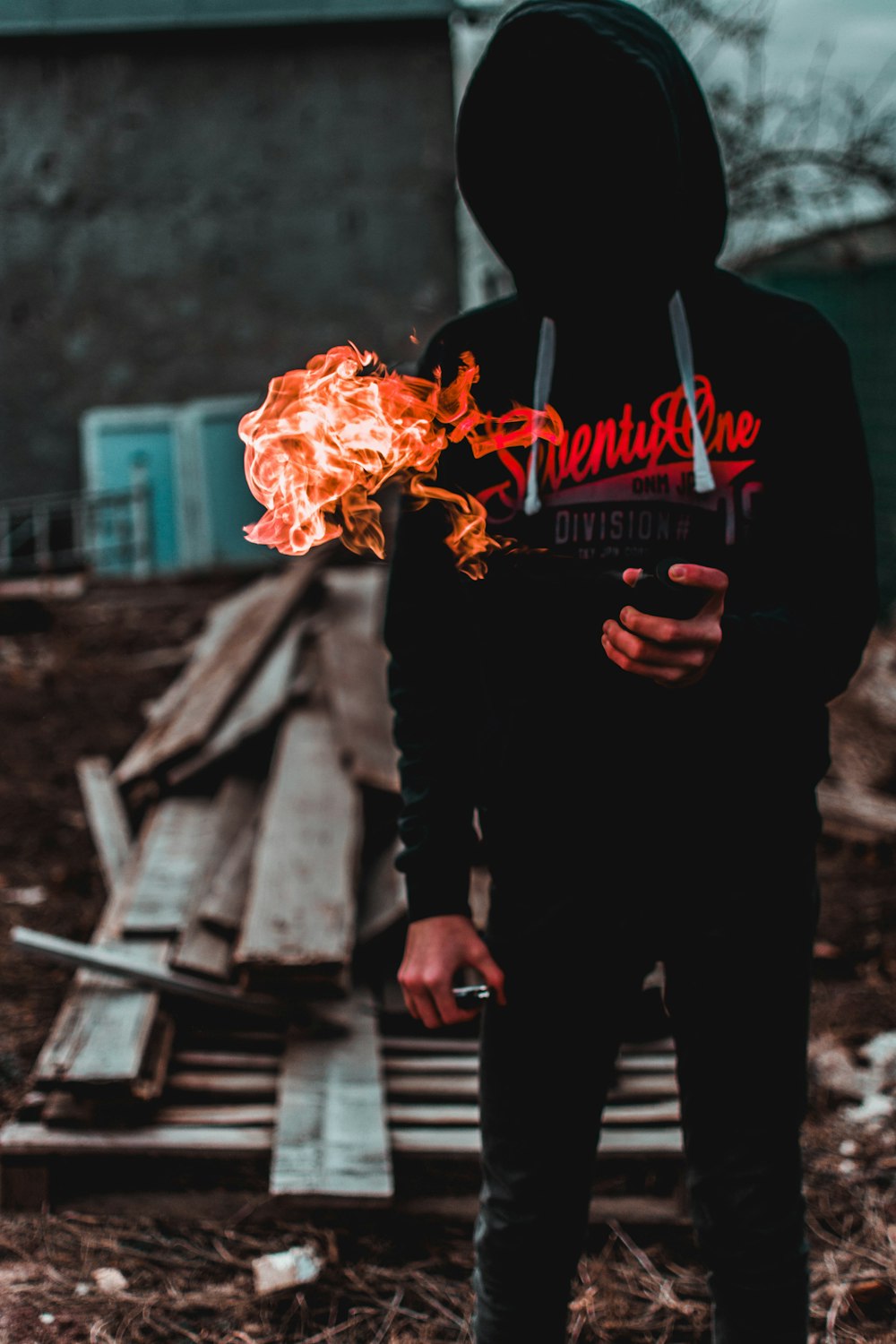 men's black and red hoodie and pants outfit