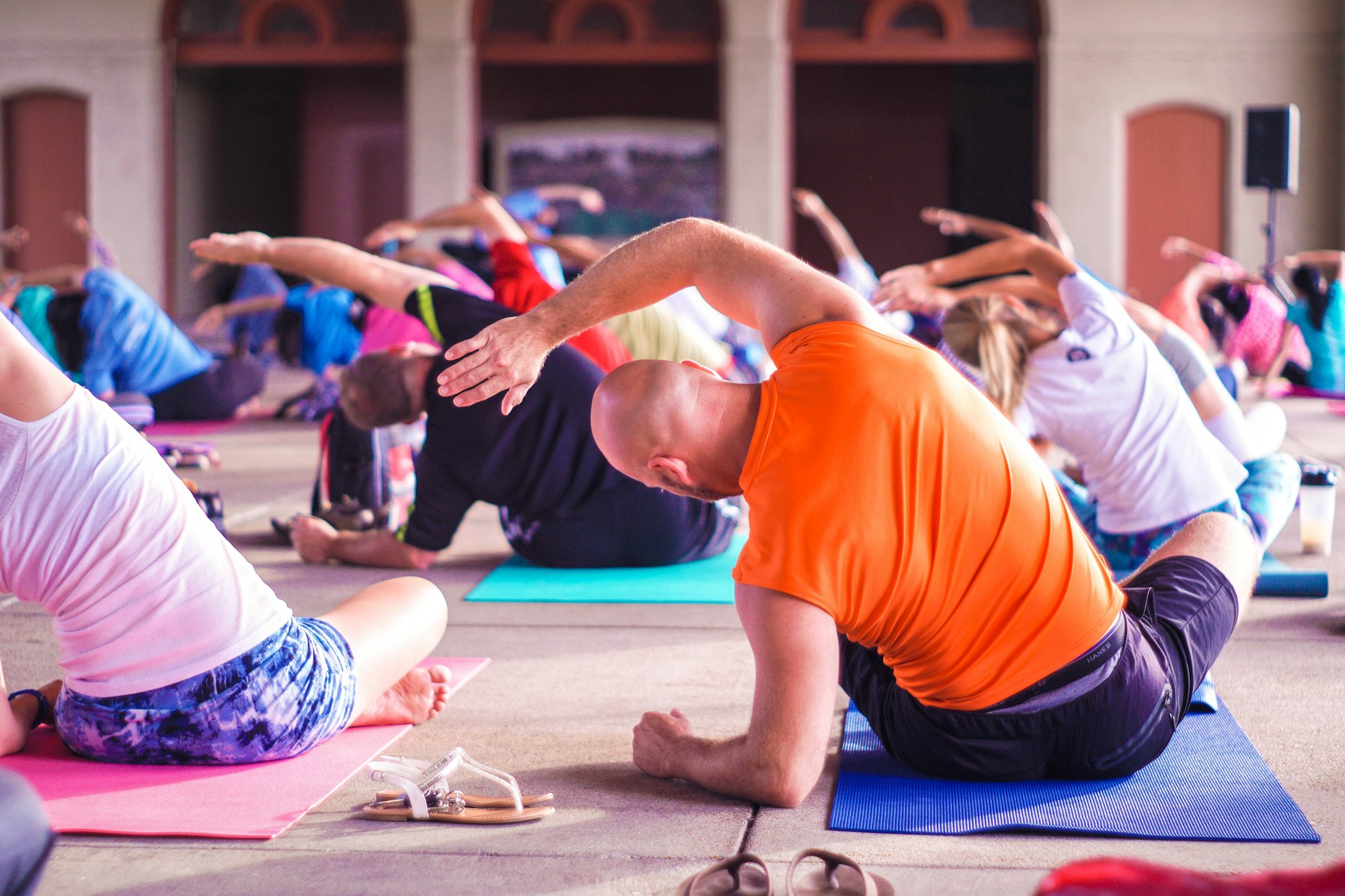 Group of people stretching