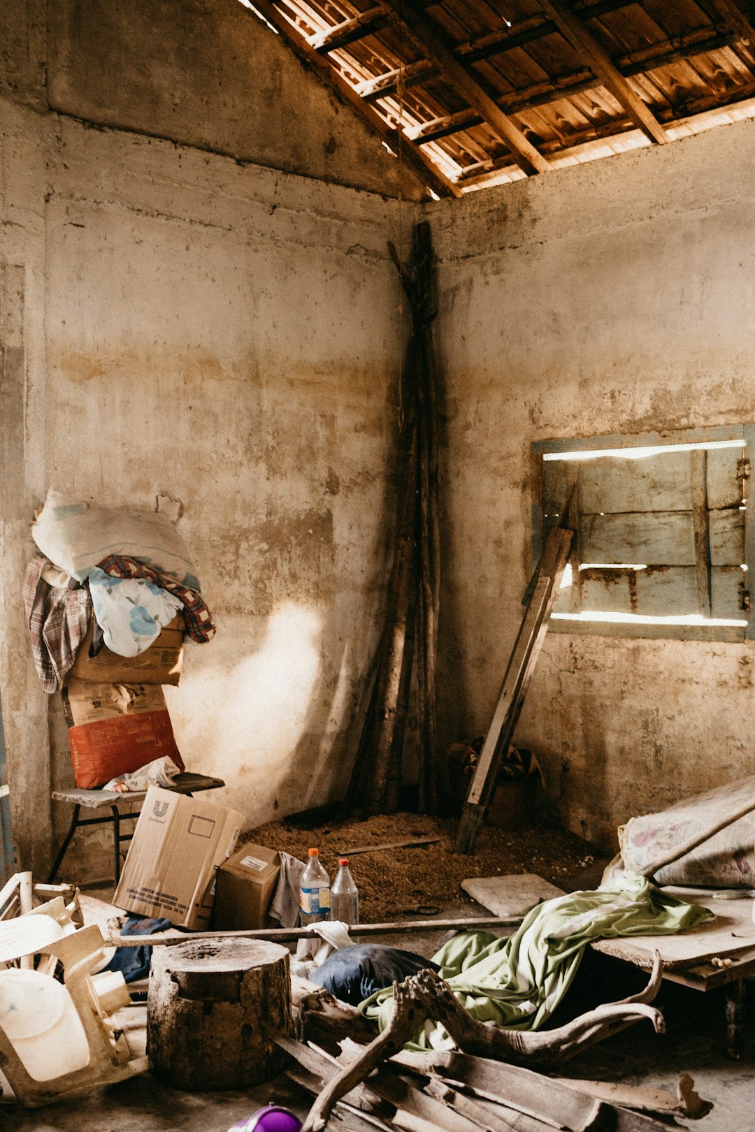 assorted construction equipment and tools inside house