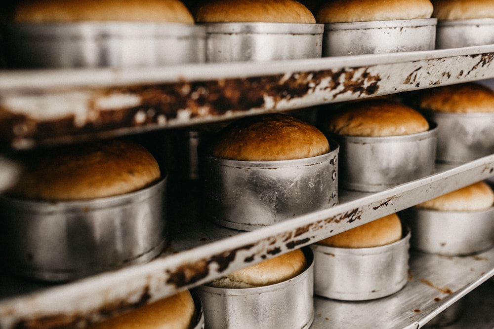 baked bread in molders