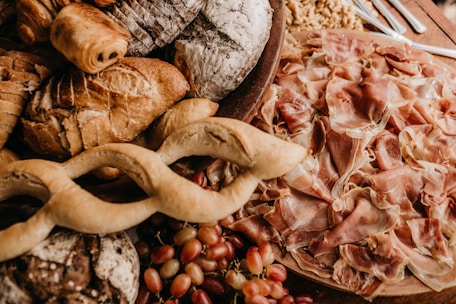 a bunch of food that is on a table