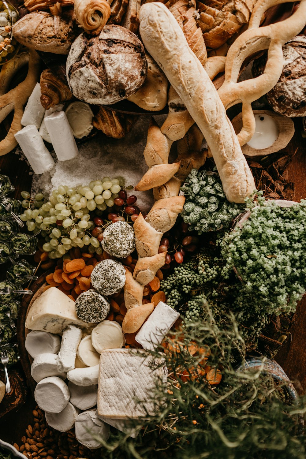 assorted breads and vegetables