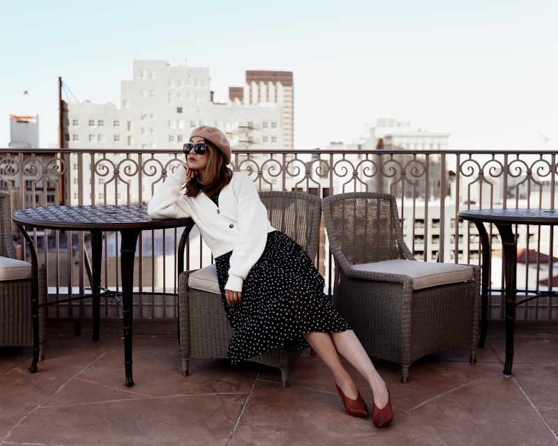 Poised woman on vintage chair