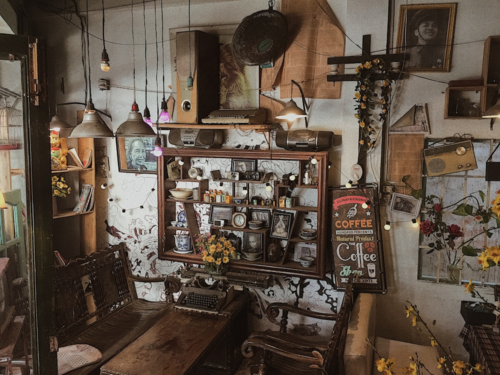 assorted wooden decors inside house