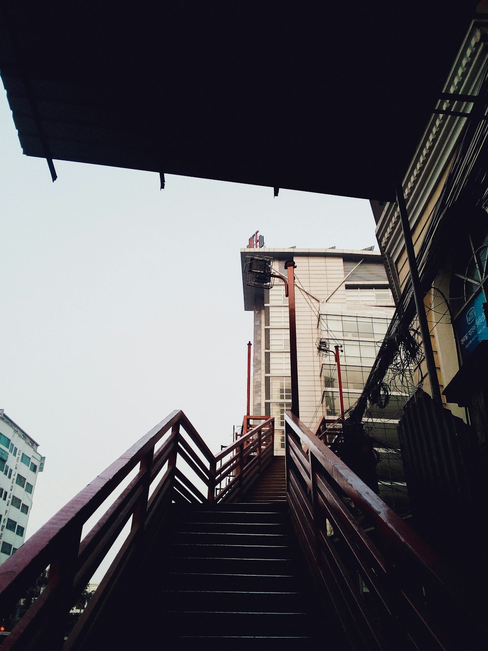 empty brown stairs at daytime