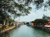 river between houses and buildings
