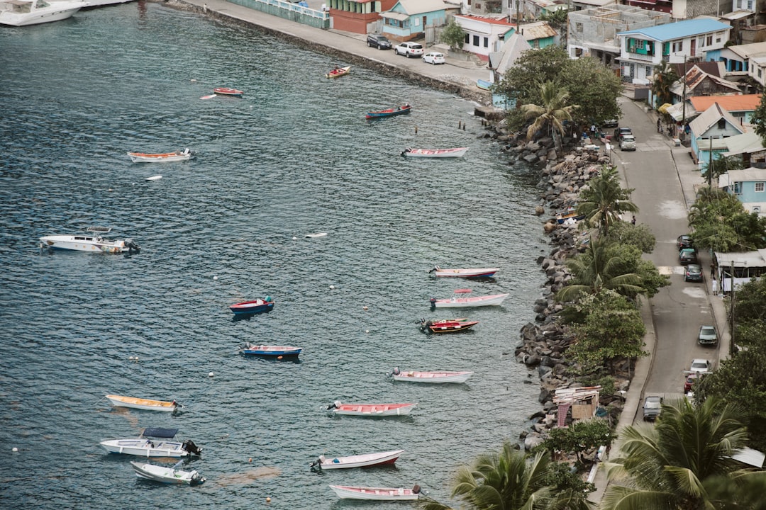 aerial view of boats on water