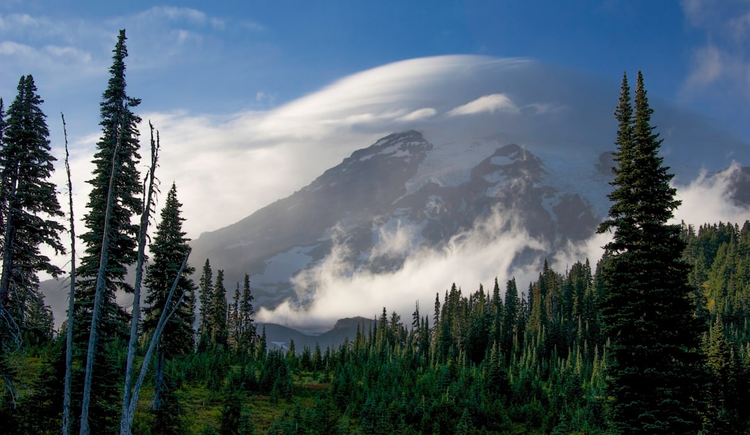 view of mountains covered with clouds