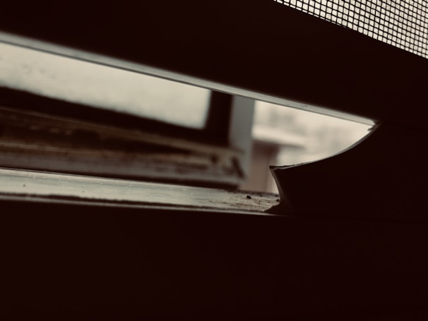 A close-up of a sleek sliding mosquito screen installed on a modern window with sunlight filtering through.