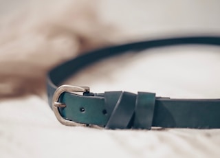 blue leather belt