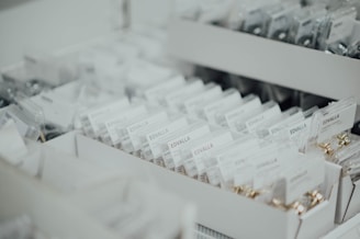 Rows of neatly packed grocery items on shelves, ready for delivery.