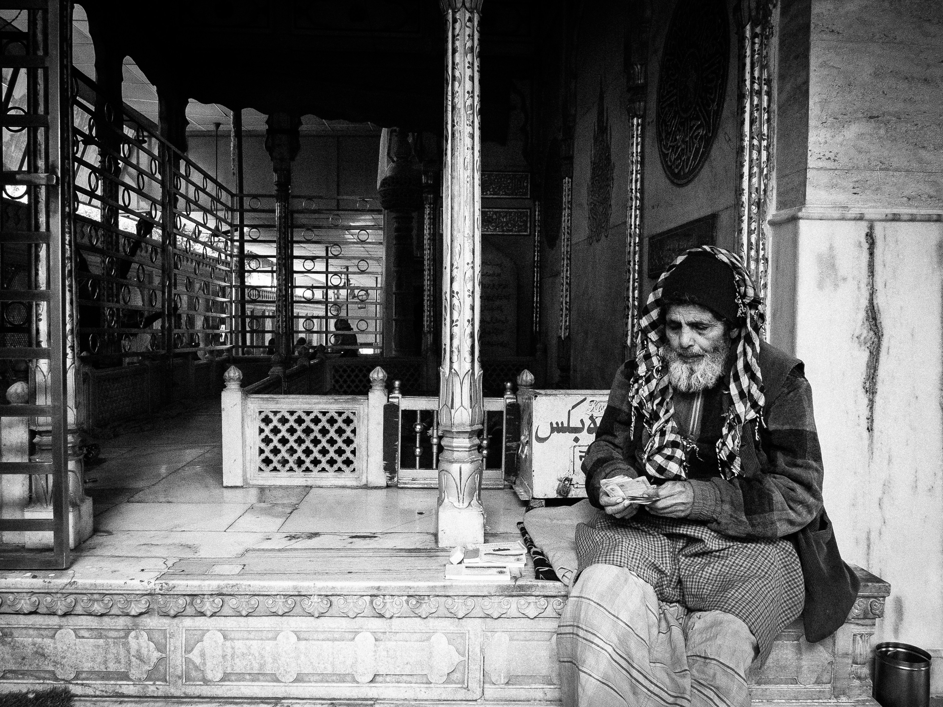 man sitting on stairs