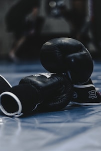 pair of black boxing gloves