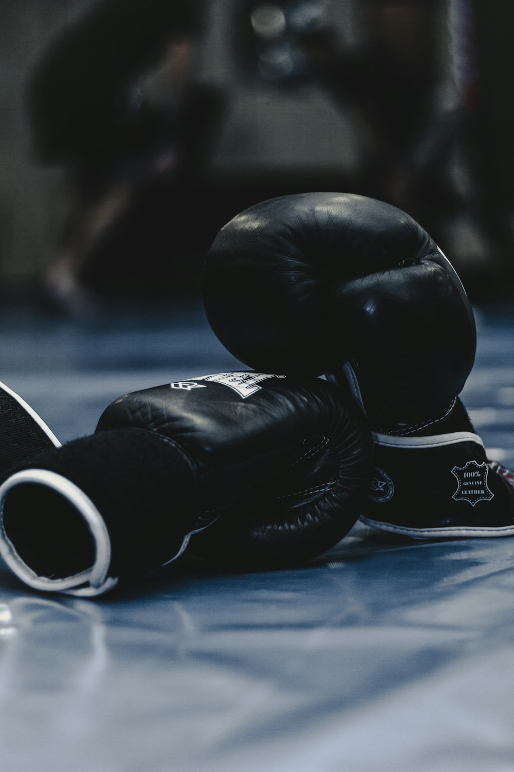 pair of black boxing gloves