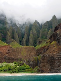 mountain range covered by clouds