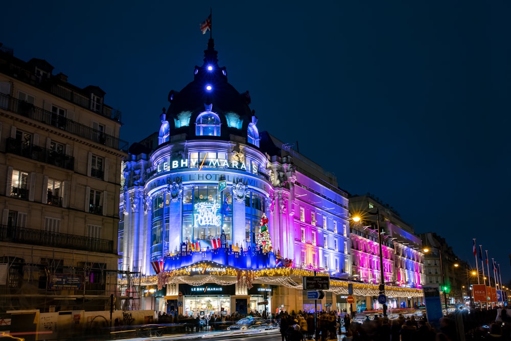 lighted building during nighttime