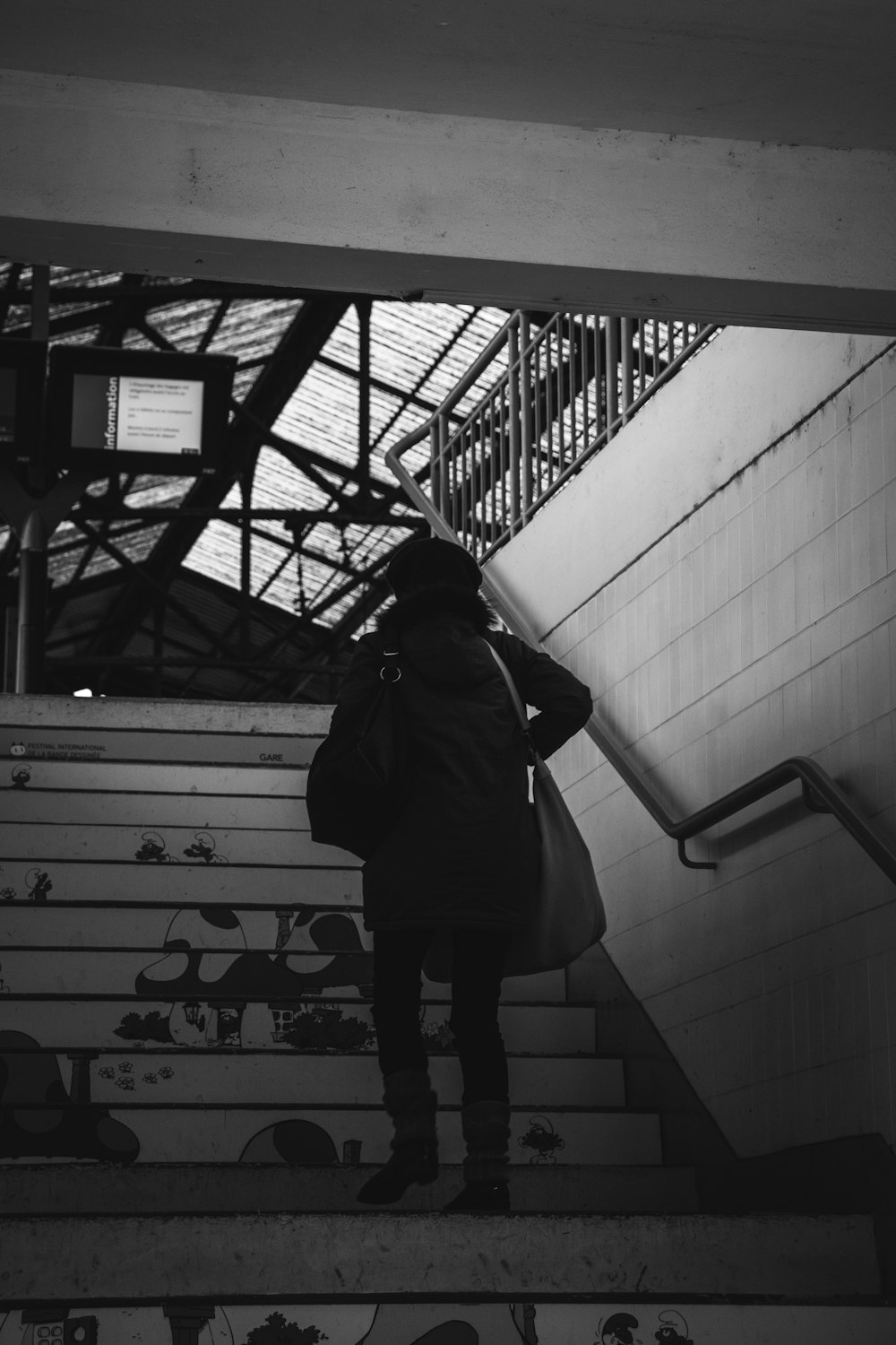 person walking on the stairs