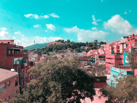 Visual concept of an urban exterior renovation with vibrant landscaping.