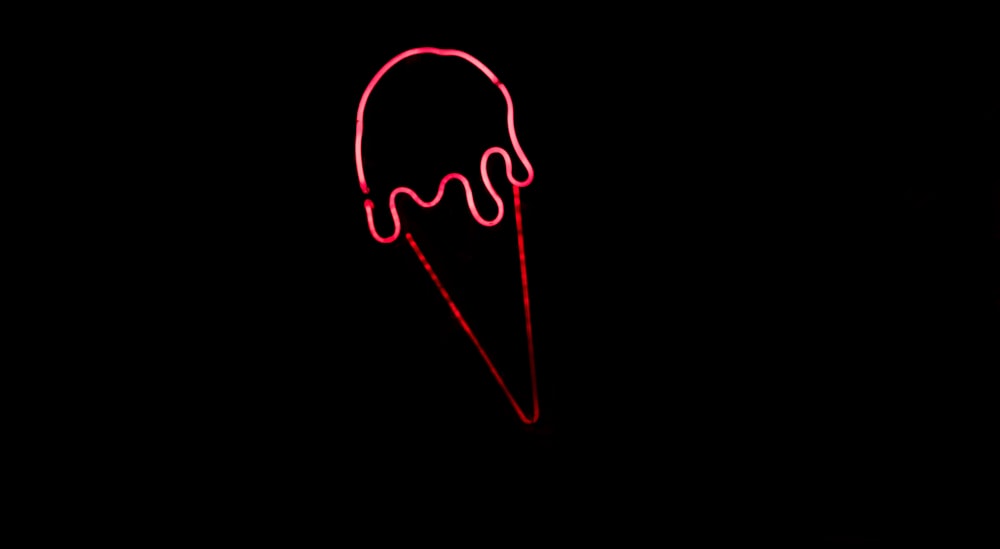 red ice cream neon figurine