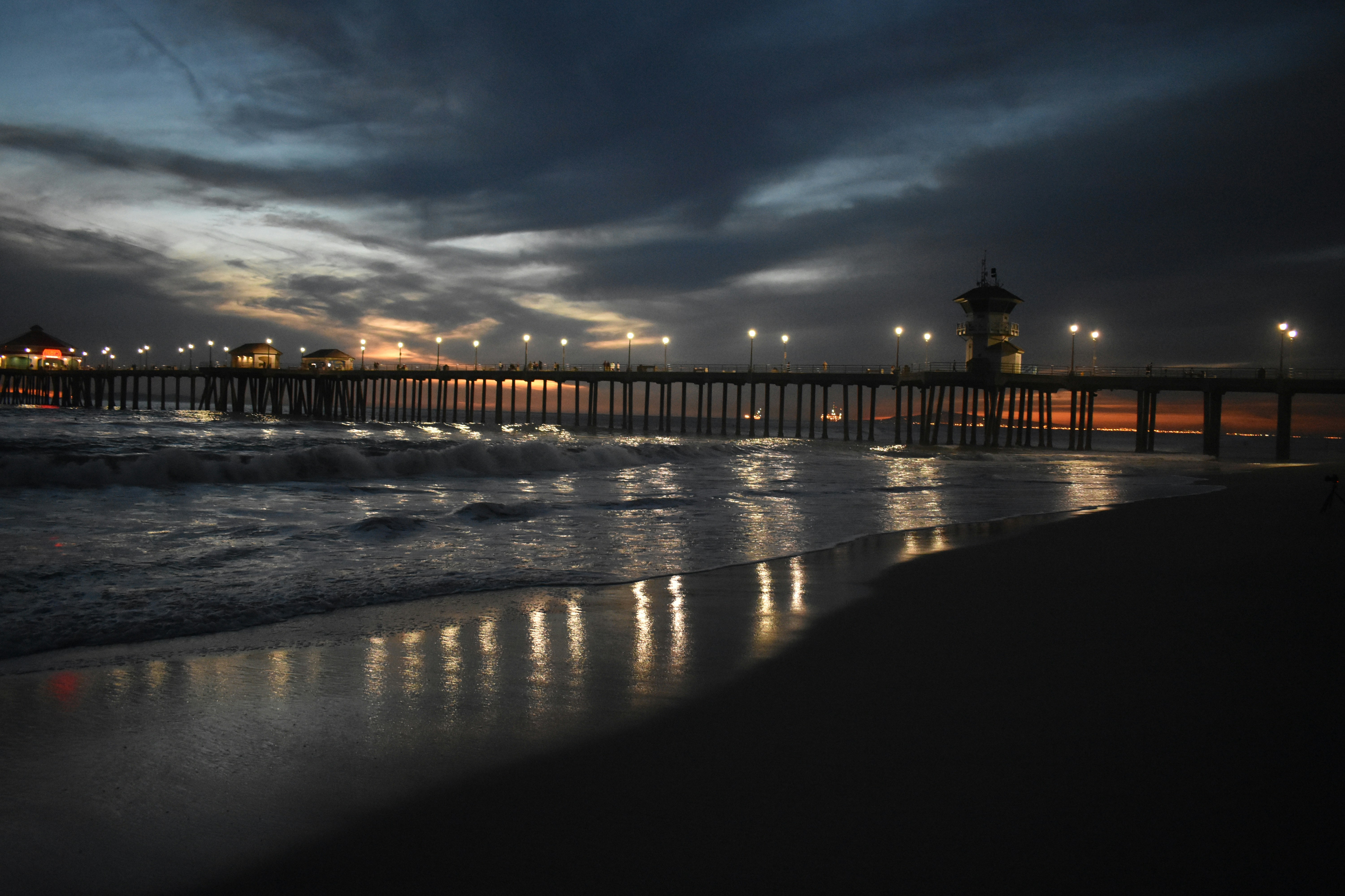 body of water during night time