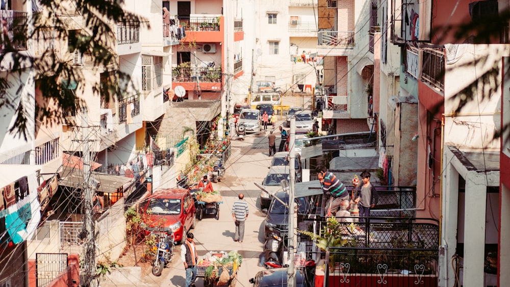 aerial photography of people near buildings during daytime