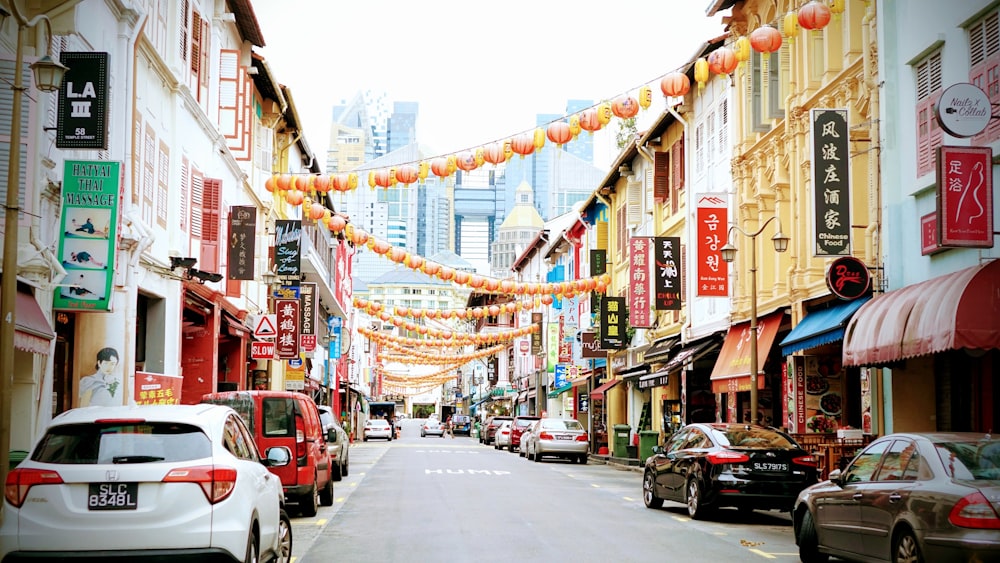 parked cars beside road