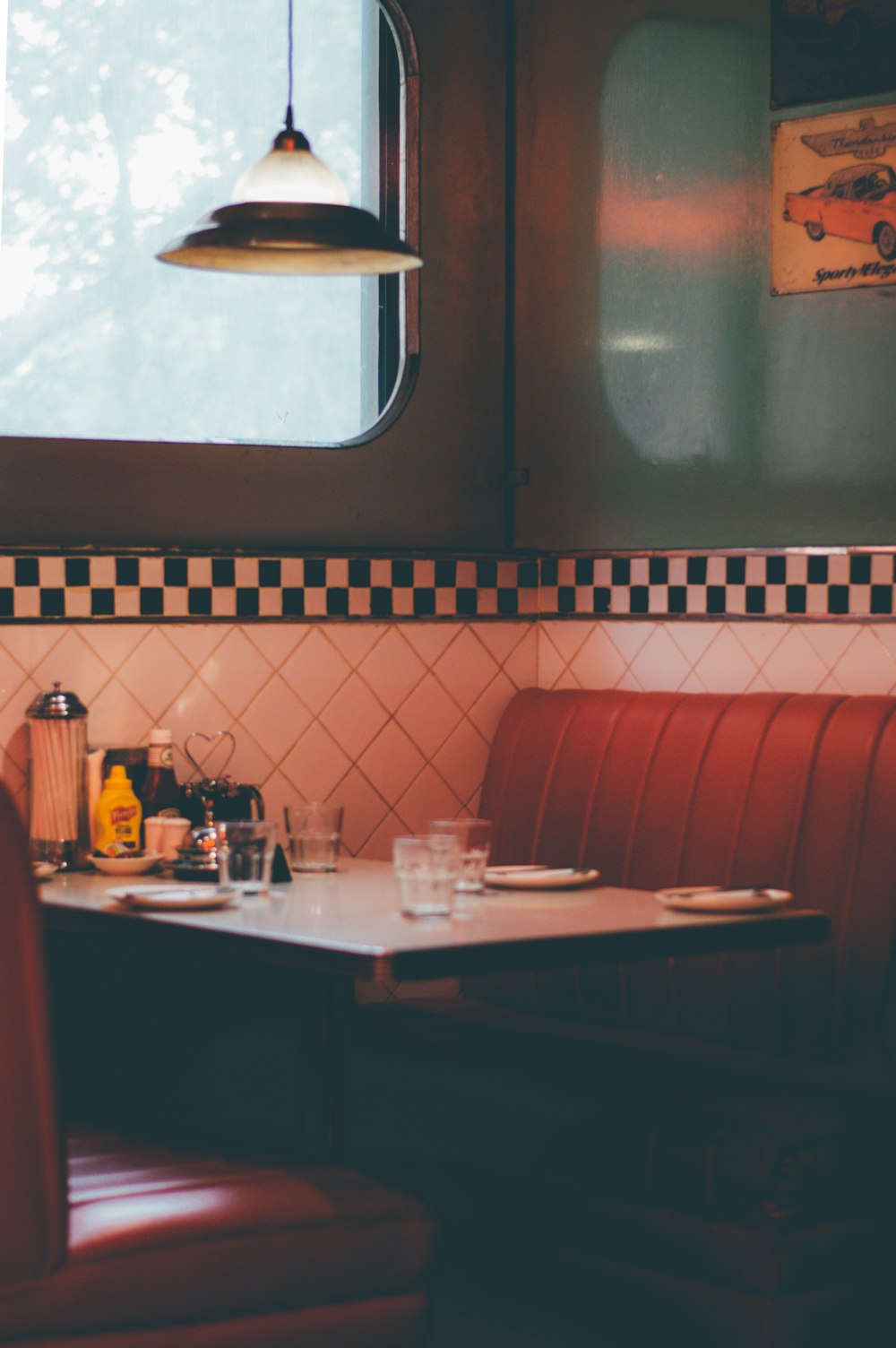 empty table and chairs