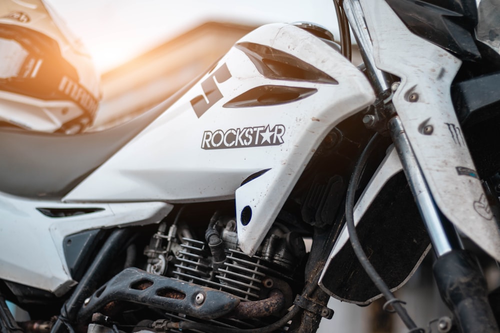 white Rockstar sports bike