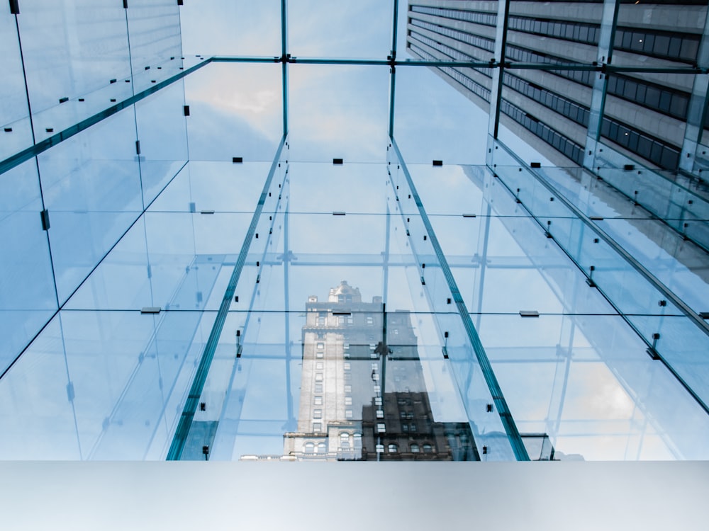 low angle view of glass building