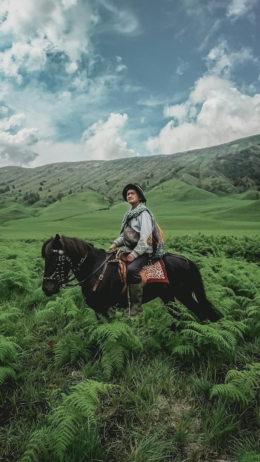 man riding horse