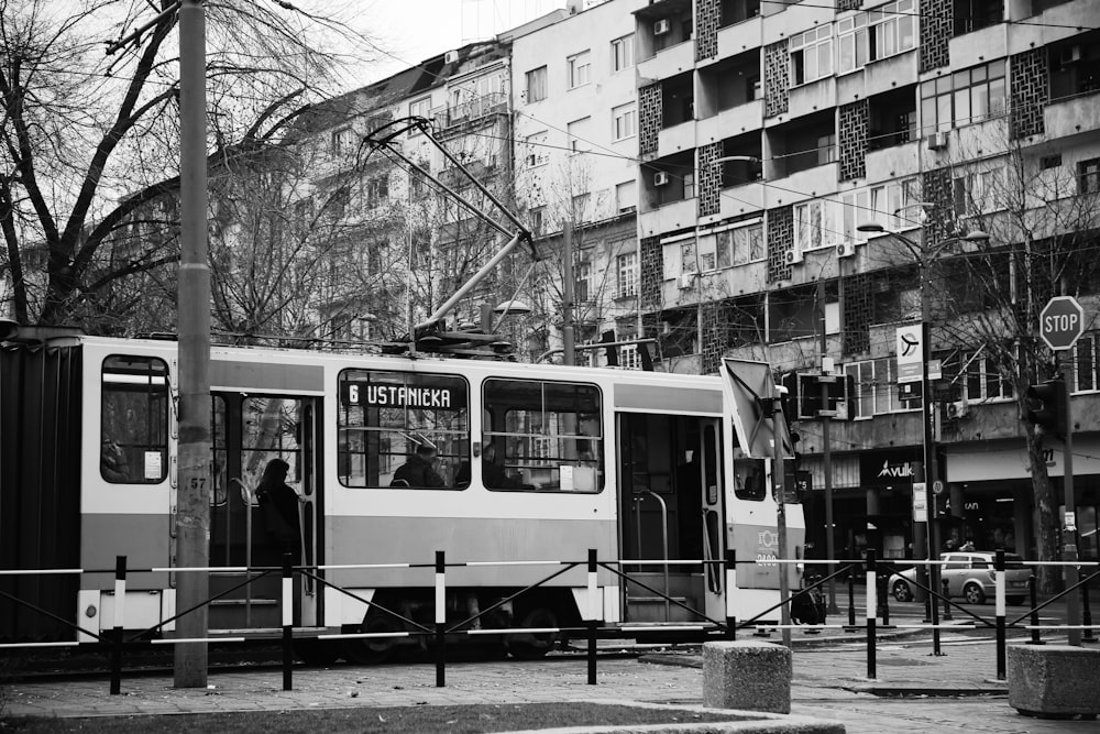 grayscale photo of vehicle