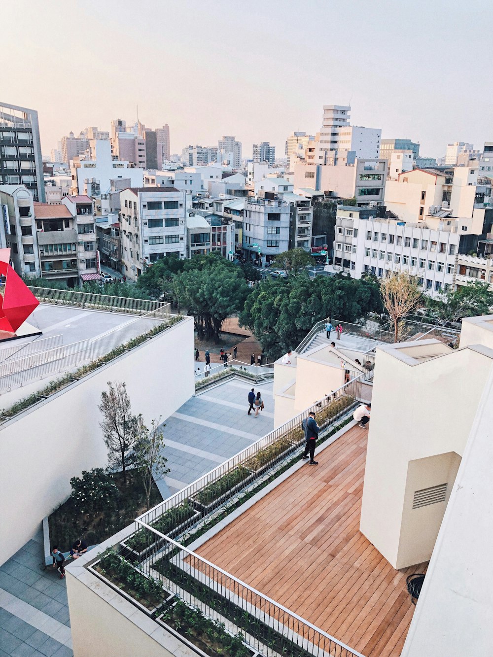 man standing on top of building