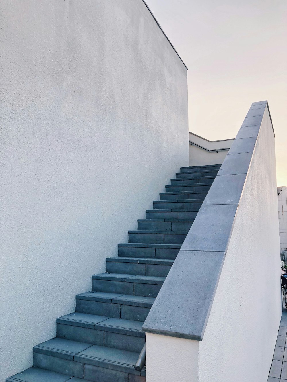 empty blue and white concrete stairs
