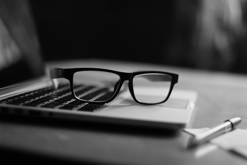 black framed eyeglasses