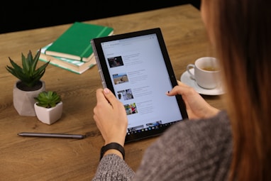 woman using tablet computer