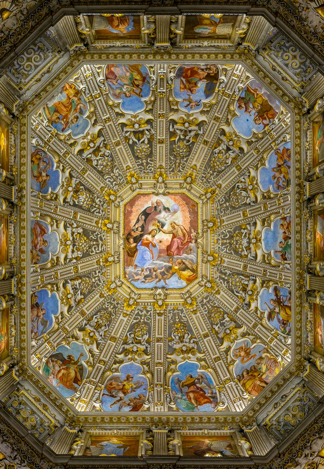 brown and blue religious ceiling paint