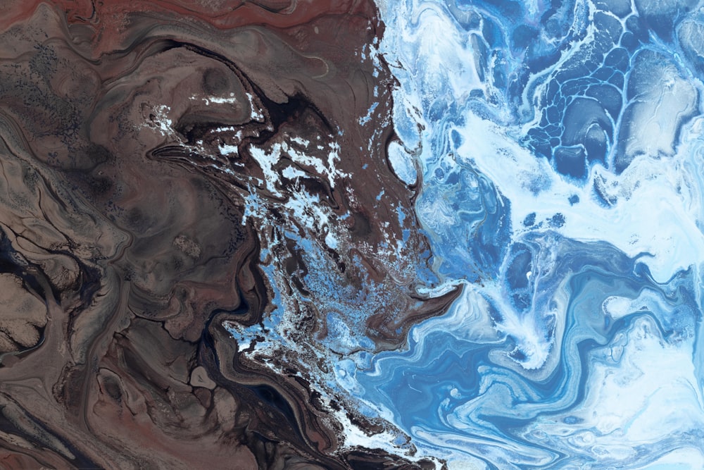 a close up of a blue and brown surface