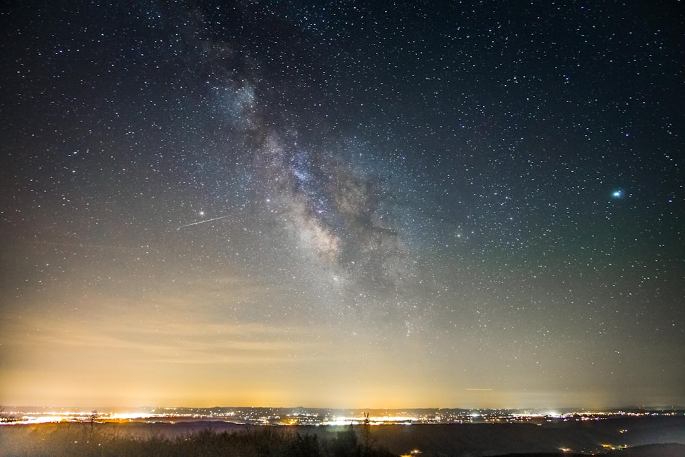 city lights under clear night sky