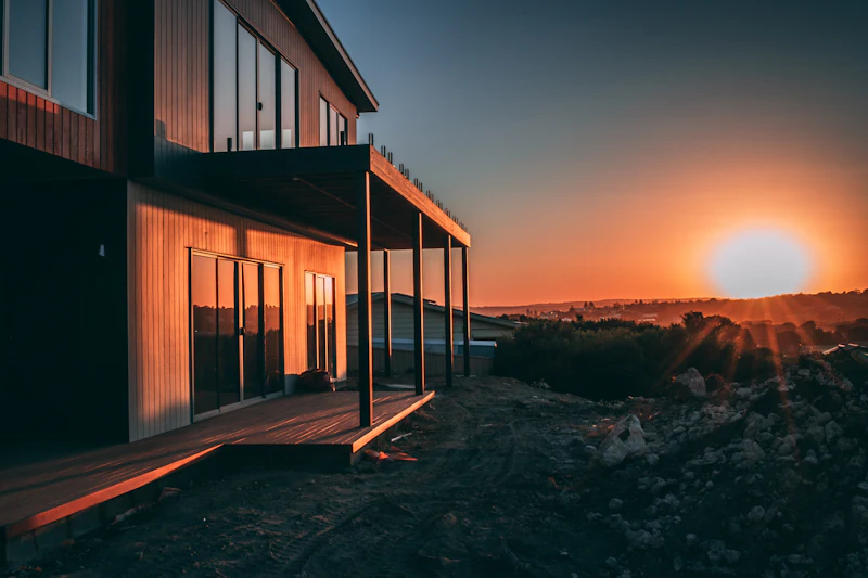 Two-storey home at sunset
