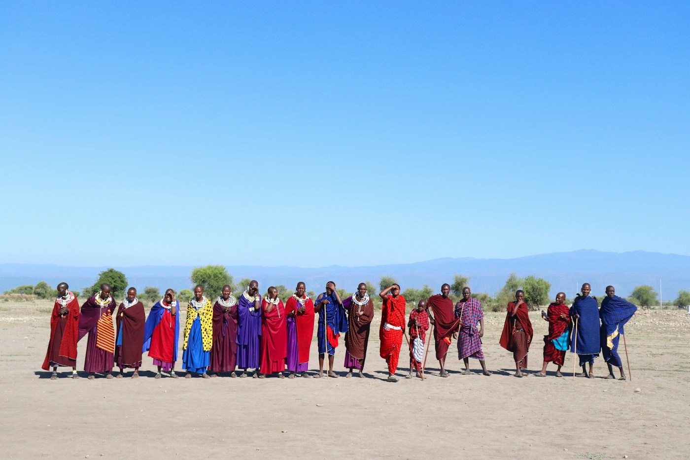 A village welcome outside the boma