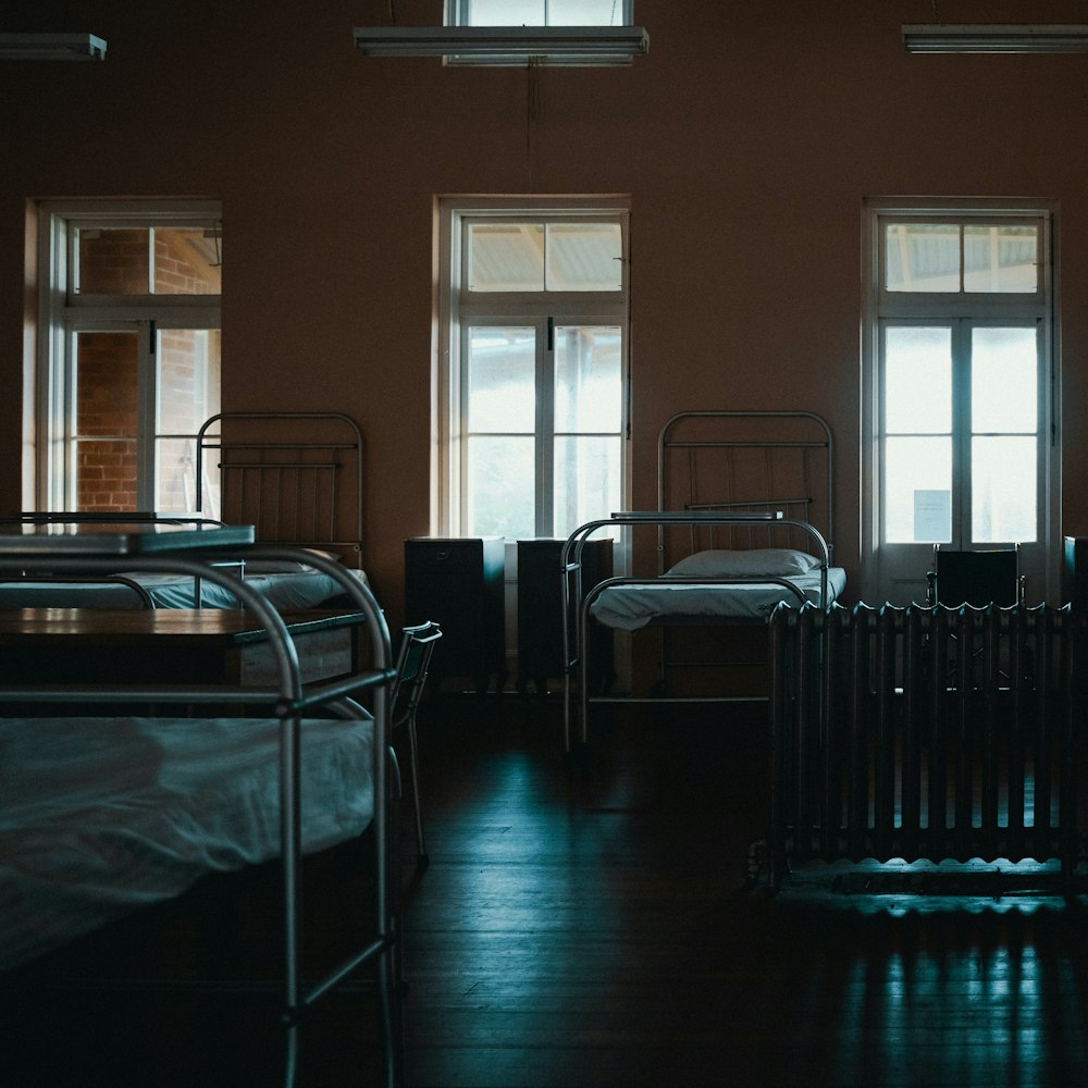 empty beds inside room