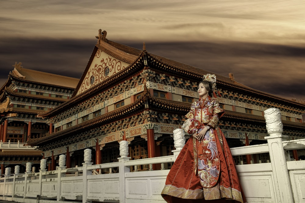 woman standing near temple