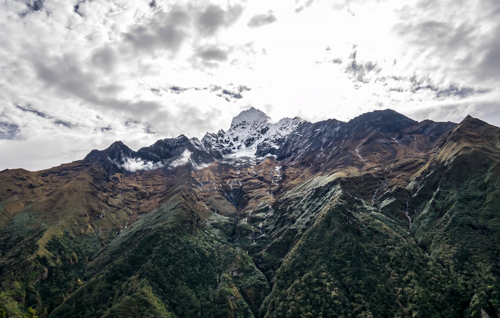 aerial view of mountain peak