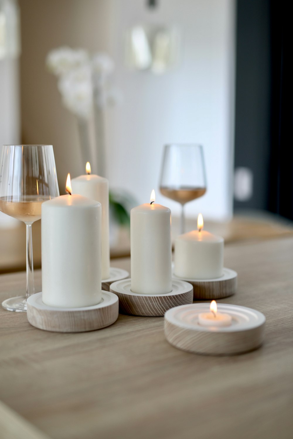 lighted pillar candles