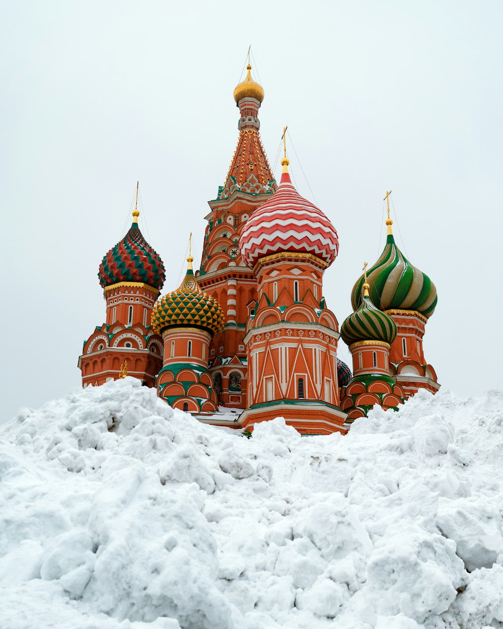 snow outside St. Basil's Cathedral during daytime