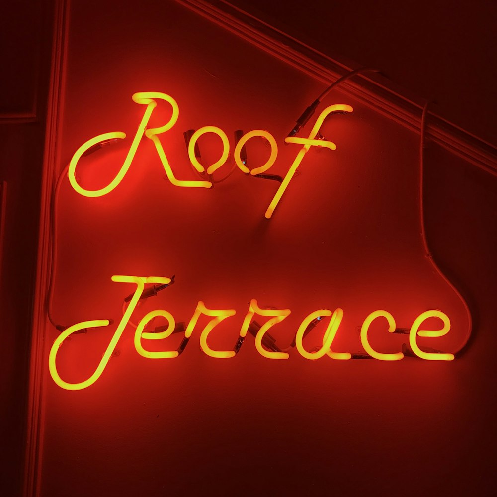 lighted Roof Terrace neon signage