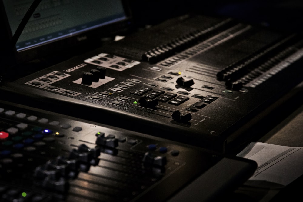 black mixing console