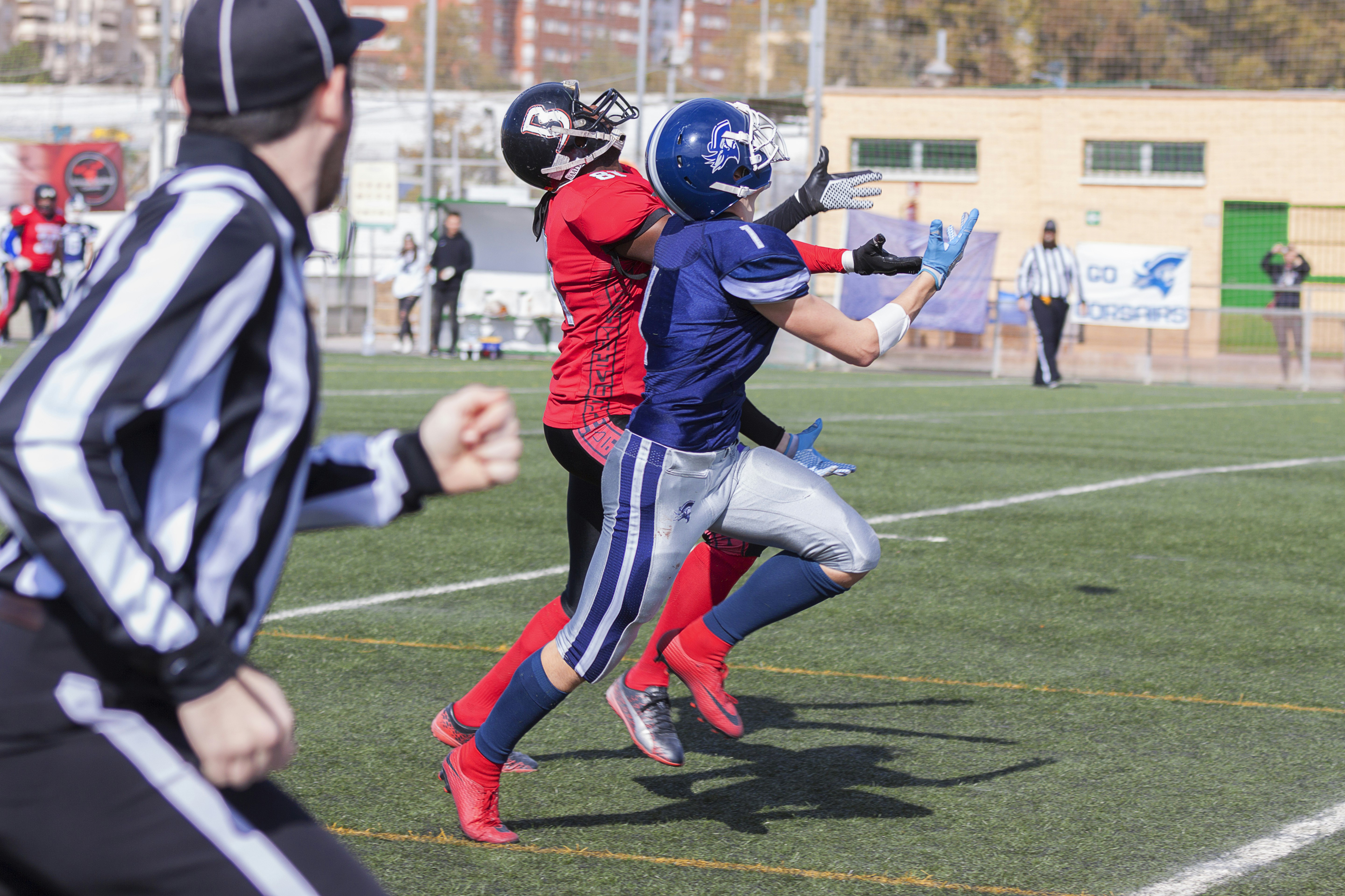 Partido de fútbol americano jugado el 10-02-2019 en el Campo de Fútbol José Gallardo entre los equipos Málaga Corsairs y Almería Barbarians.