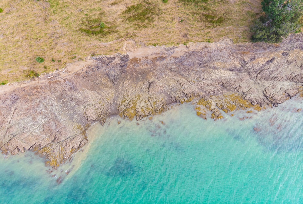 high angle photography of body of water